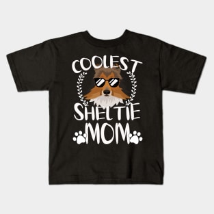 Glasses Coolest Sheltie Dog Mom Kids T-Shirt